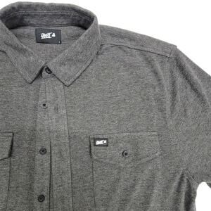 Ghost Lifestyle Mens Large Core Short Sleeve Button Down Shirt Heather Grey